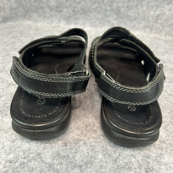 Ecco Women's Babett 3 Strap Leather Comfort Sandals Black Hook & Loop Size 8.5 - Picture 4 of 10